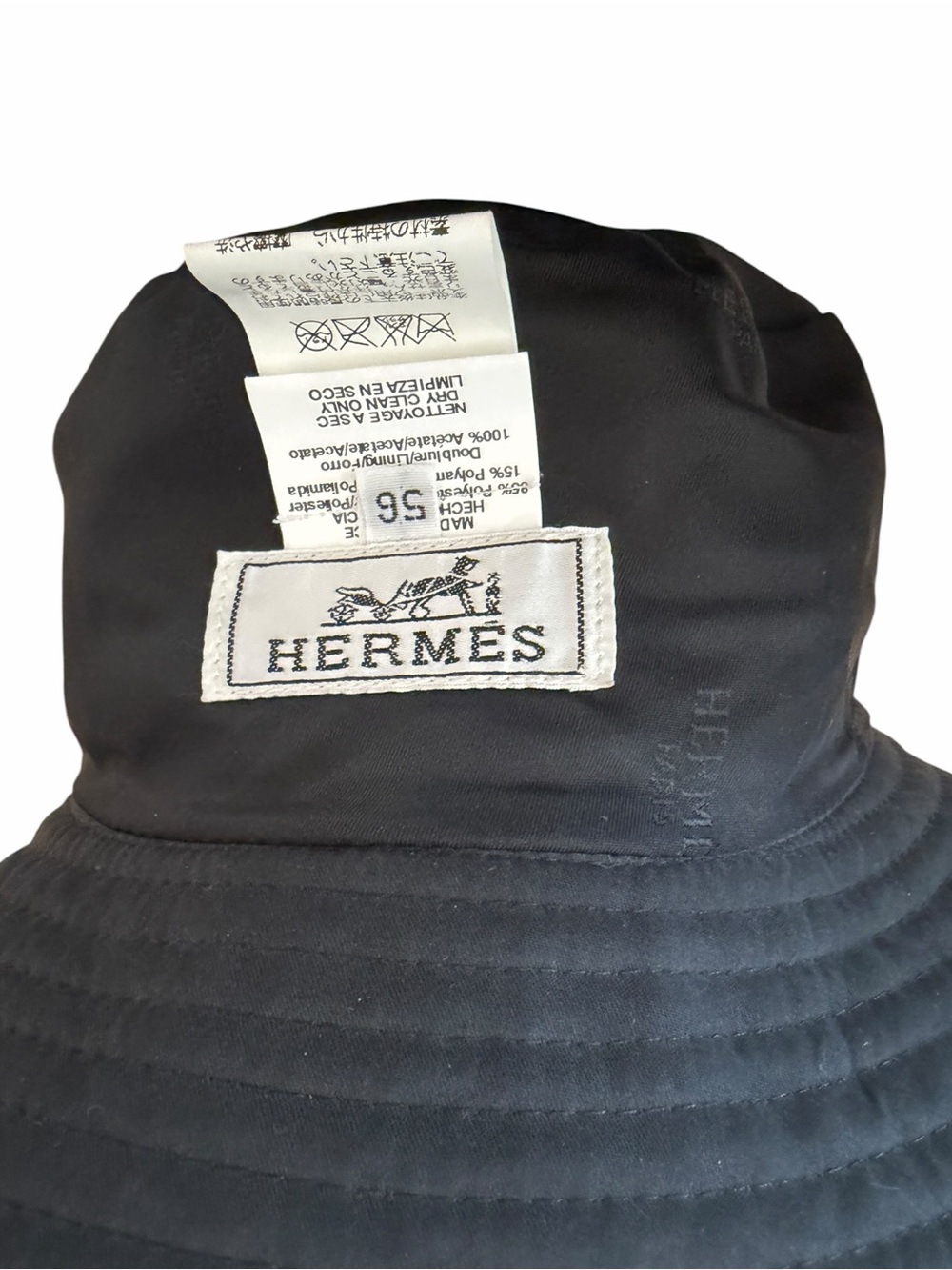 Hermès Milo L’Aventure Technical Bucket Hat Black Size 56—Water Resistant - Picture 11 of 15